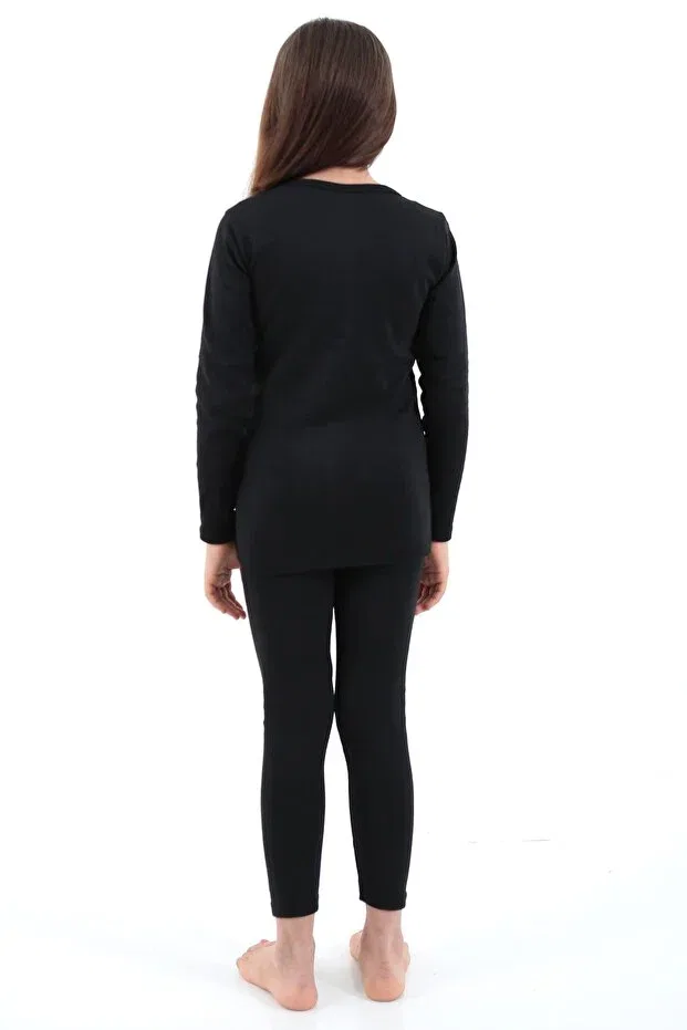 Детский комплект термобелья хлопковый Unisex Rose Gold Thermal Children's Set Konforyou, Black — фото 4