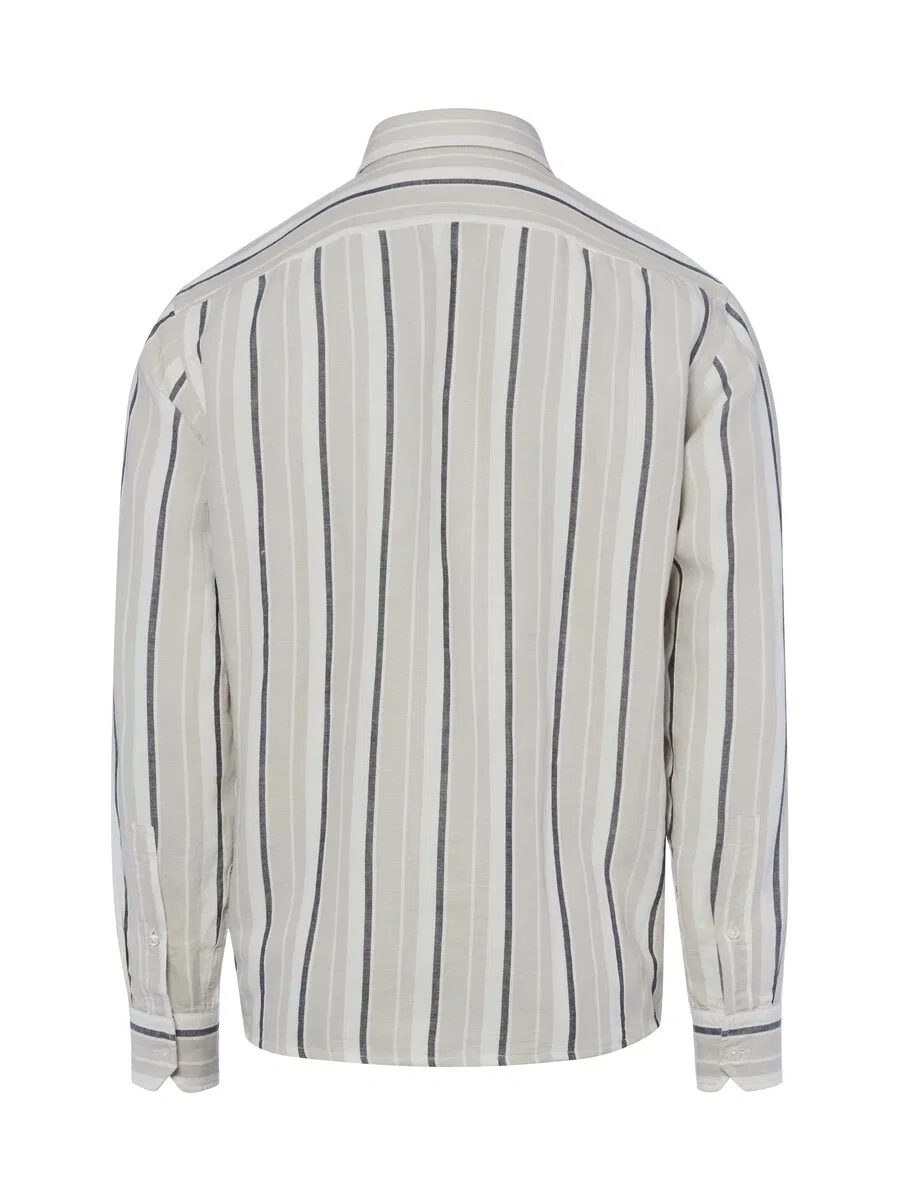 Рубашка BOSS Regular fit Button Up Shirt 'Ricoplus' бежевого и темно-бежевого цвета — фото 2