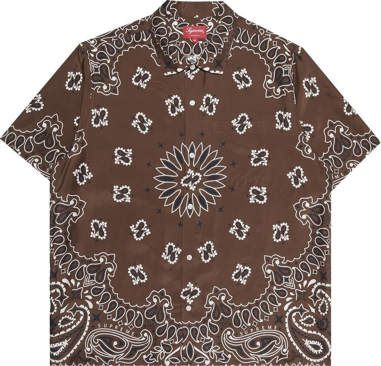 

Рубашка Supreme Bandana Silk Short-Sleeve Shirt 'Brown', коричневый