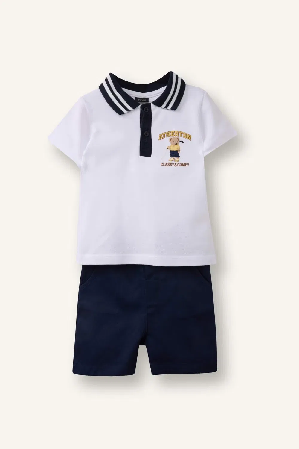 Комплект из 2 предметов с воротником поло Baby Boy Regular Fit Defacto, белый — фото 3