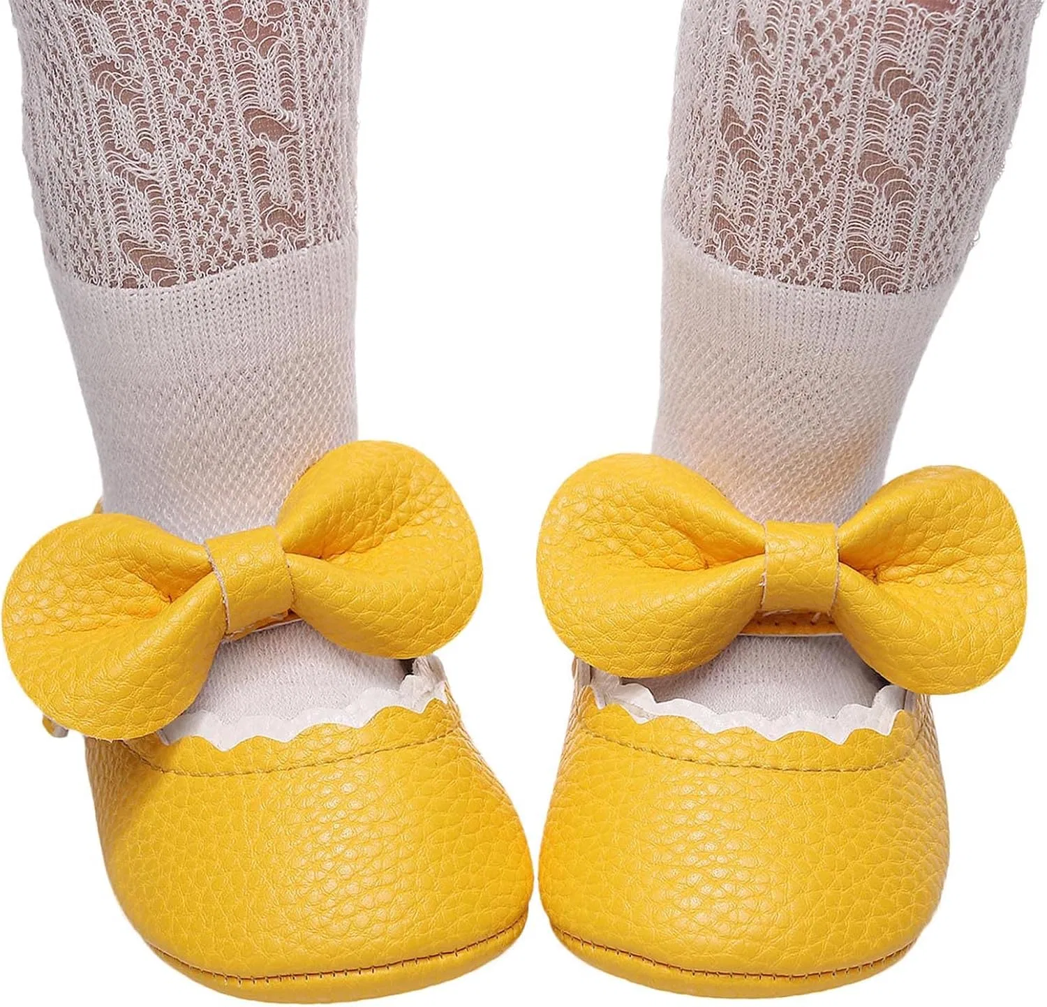 Детские кроссовки для девочек с рюшами и бантом High Tops, Yellow — фото 4