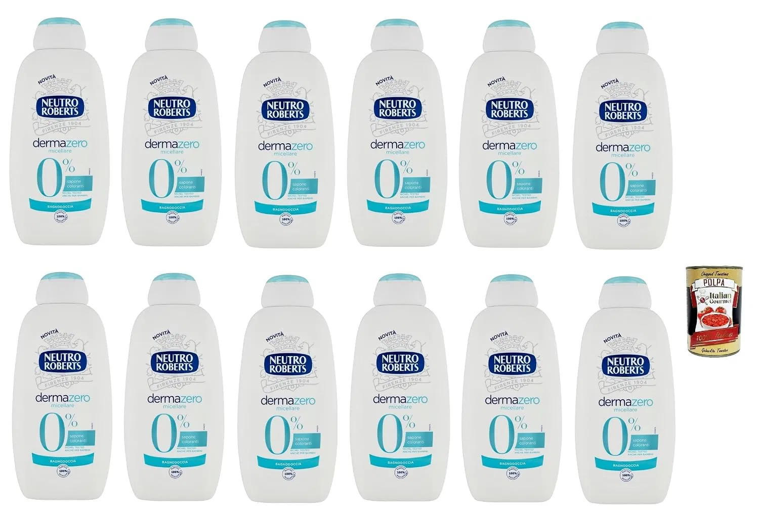 Гель для душа увлажняющий Neutro Roberts Dermazero Micellar с глицерином, 12 x 450 мл, + Итальянская полпа 400 г, Белый Italian Gourmet E.R.