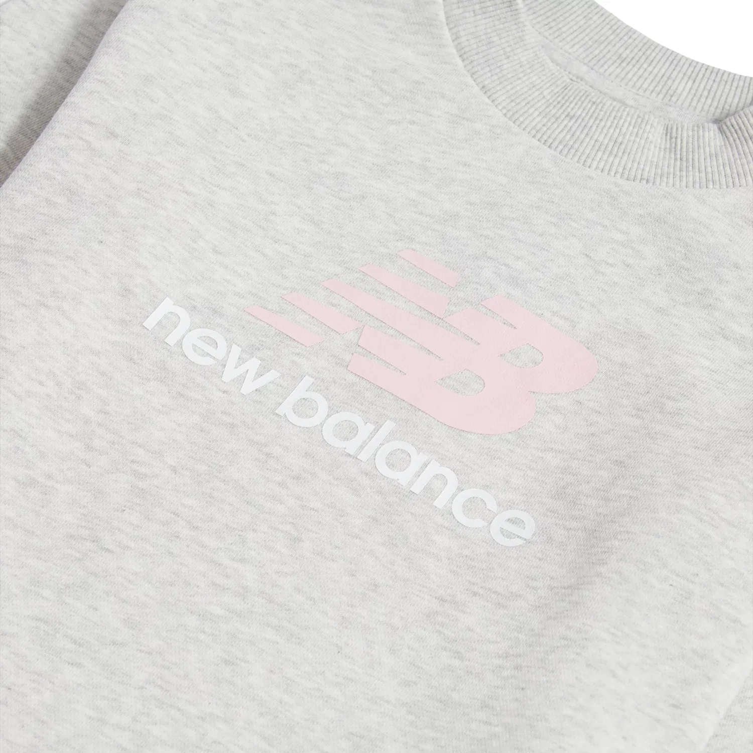Детский свитшот с длинным рукавом с принтом BB Stacked Logo New Balance, Ash Heather — фото 3
