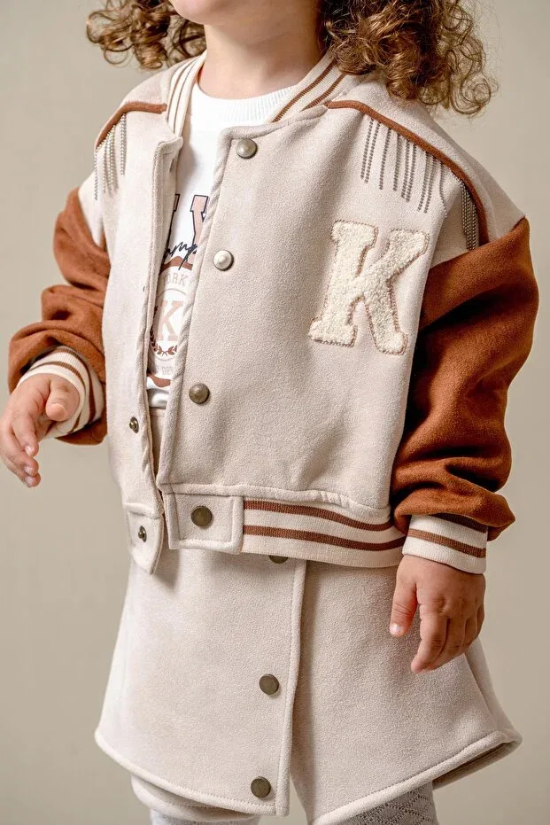 Детский комплект для девочек с принтом Jnf Kids, Beige — фото 2