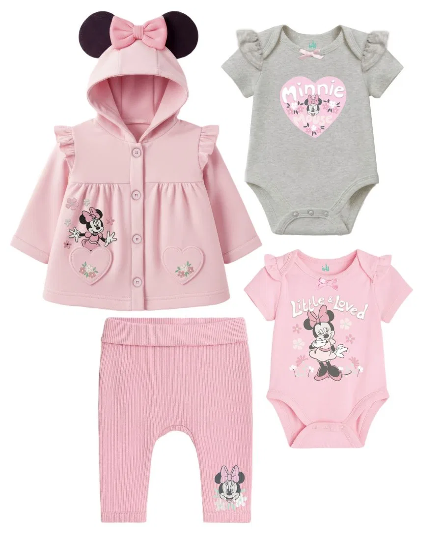 Комплект из 4 предметов Minnie Mouse с курткой, боди и штанами Disney, Pink