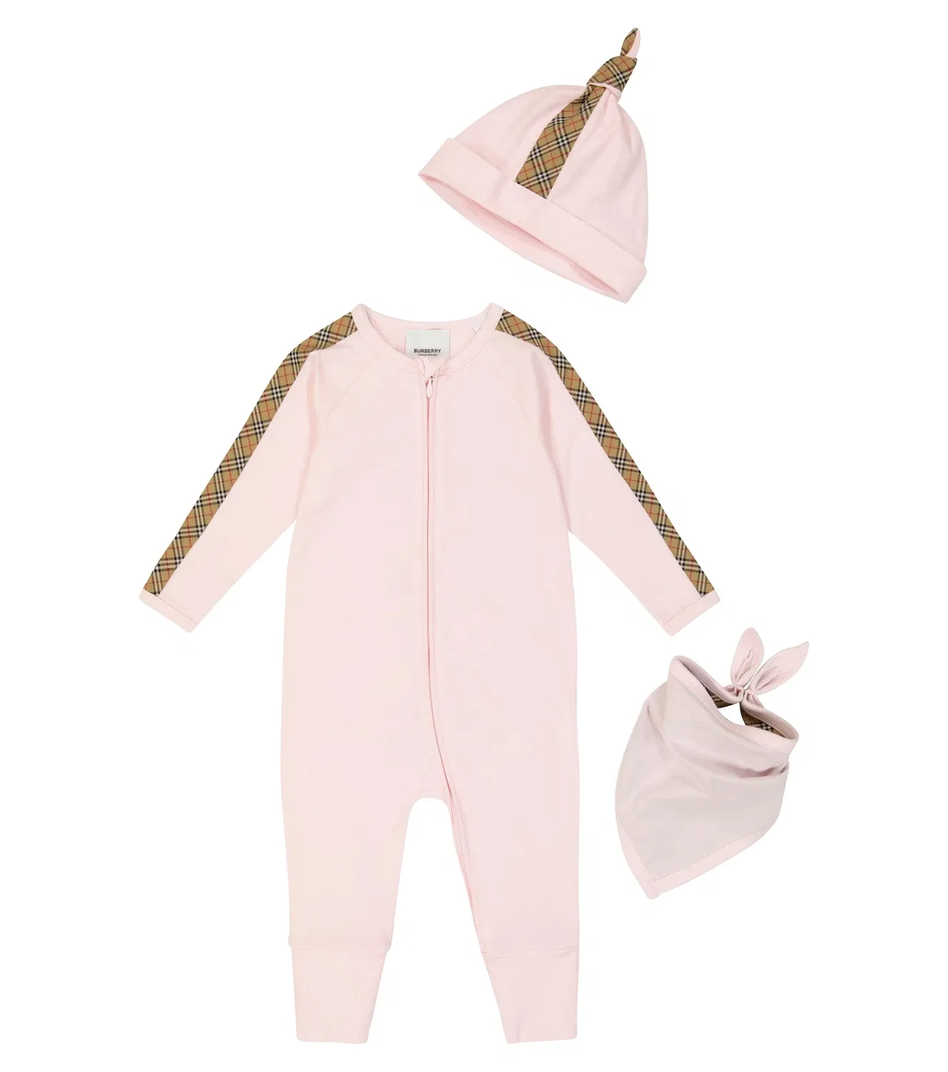 Комплект из 3 комбинезонов в клетку Burberry Kids, розовый
