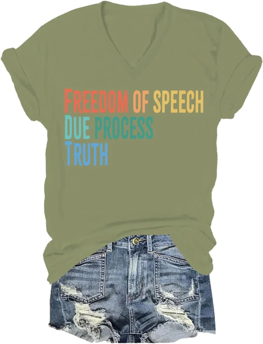 Женская футболка с принтом Freedom of Speech Due Process Truth Shirt, зелёный