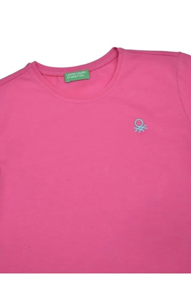 Детская футболка для девочек хлопковая bnt-g21576 United Colors Of Benetton, Pink — фото 2