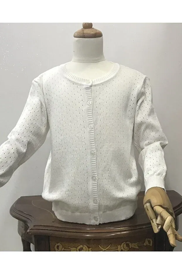 Детский кардиган для девочек хлопковый Dot Perforated Knitwear Cardigan Nonno Kids, Ecru