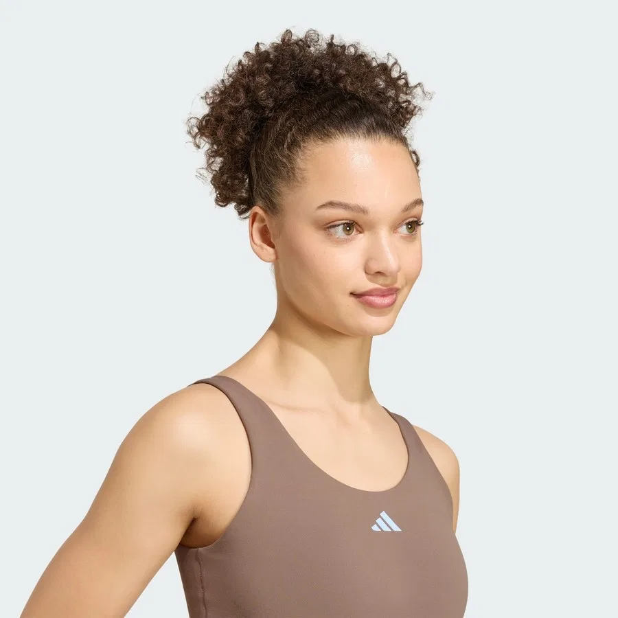 Топ-бюстгальтер с принтом 3 Stripes Studio All Me Light Support Tank adidas, Черный — фото 4