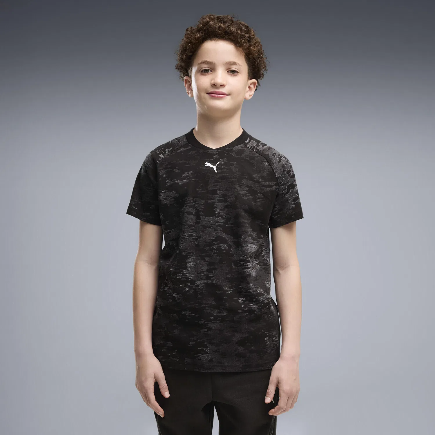Детская футболка с камуфляжным принтом Sport Camo Puma, Schwarz — фото 2