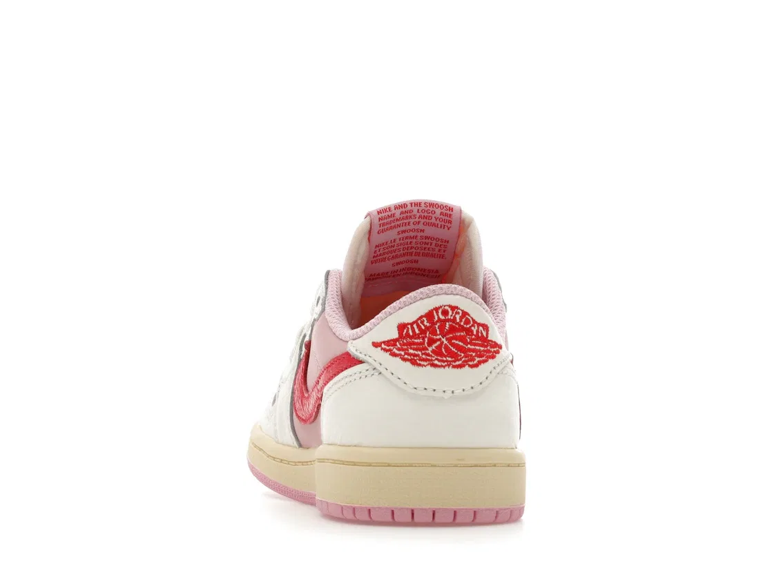 Детские кроссовки Lifestyle с реверсивным свушем Travis Scott Sail Tropical Pink Jordan 1 Retro Low OG SP Jordan, Sail/Tropical Pink/Shy Pink/Muslin — фото 4