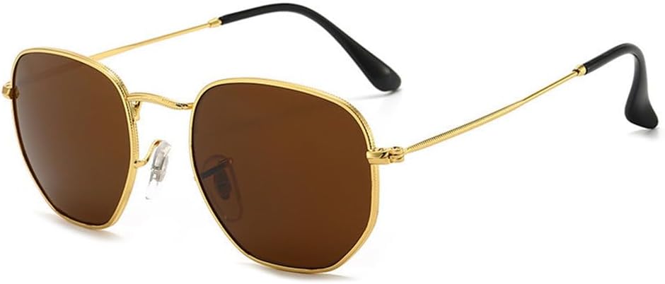 

Женские винтажные солнцезащитные очки с многоугольной металлической оправой для вождения, защита от УФ-излучения UV400, мужские солнцезащитные очки TYUVIVO, Gold Black B