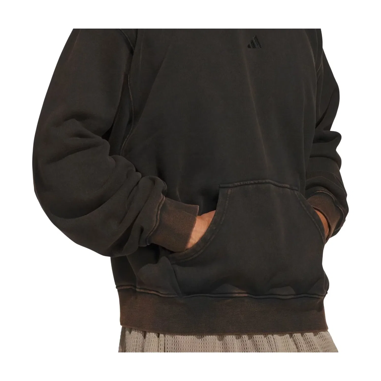Мужское худи для баскетбола Washed Fleece Hoodie Asia Sizing 'Black' adidas, черный — фото 4