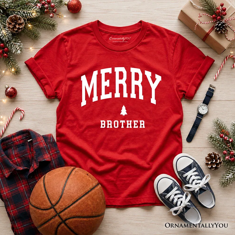 Детская футболка с принтом Merry Retro Holiday OrnamentallyYou, красный — фото 2