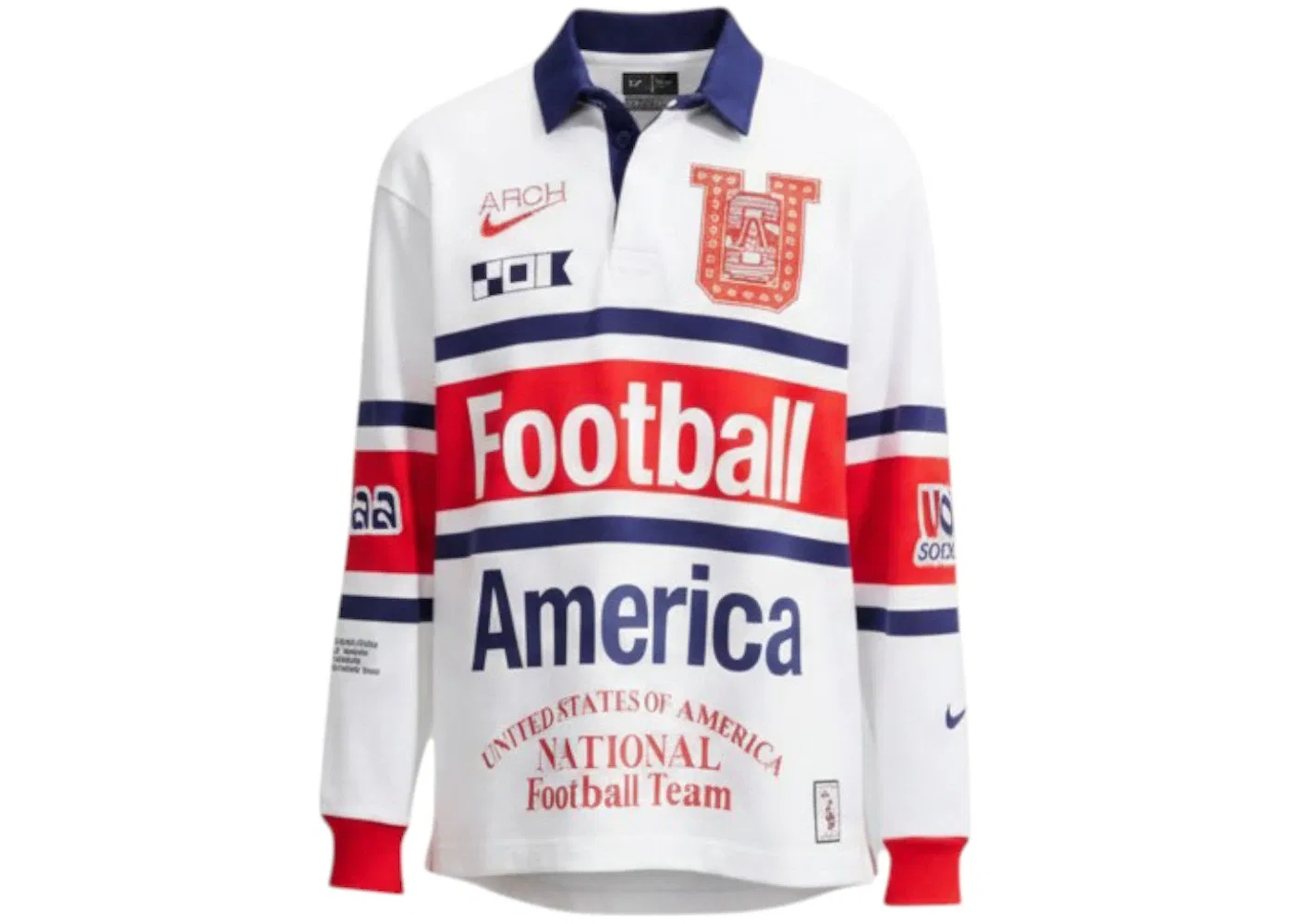 Мужская футболка-регби с длинным рукавом Nike x USMNT x V.A.A. Top, White/Challenge Red/Deep Royal Blue