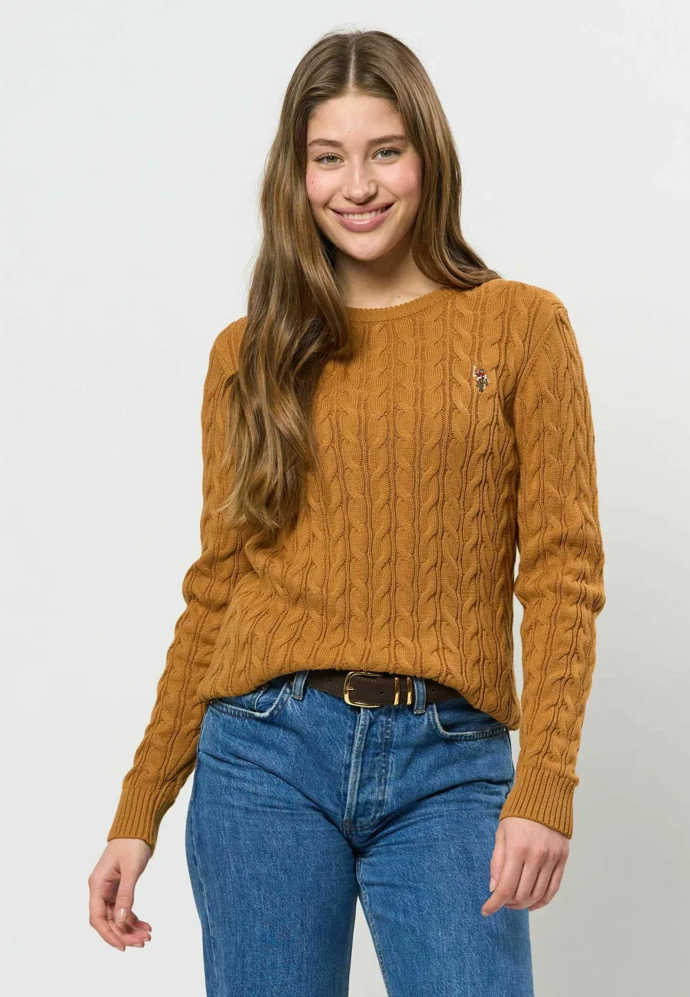 Свитер Мадлен Кейбл U.S. Polo Assn., Brown Sugar