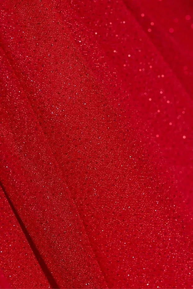Детское платье для девочек с принтом Christmas themed bow detailed tulle Minipodyum, Red — фото 2