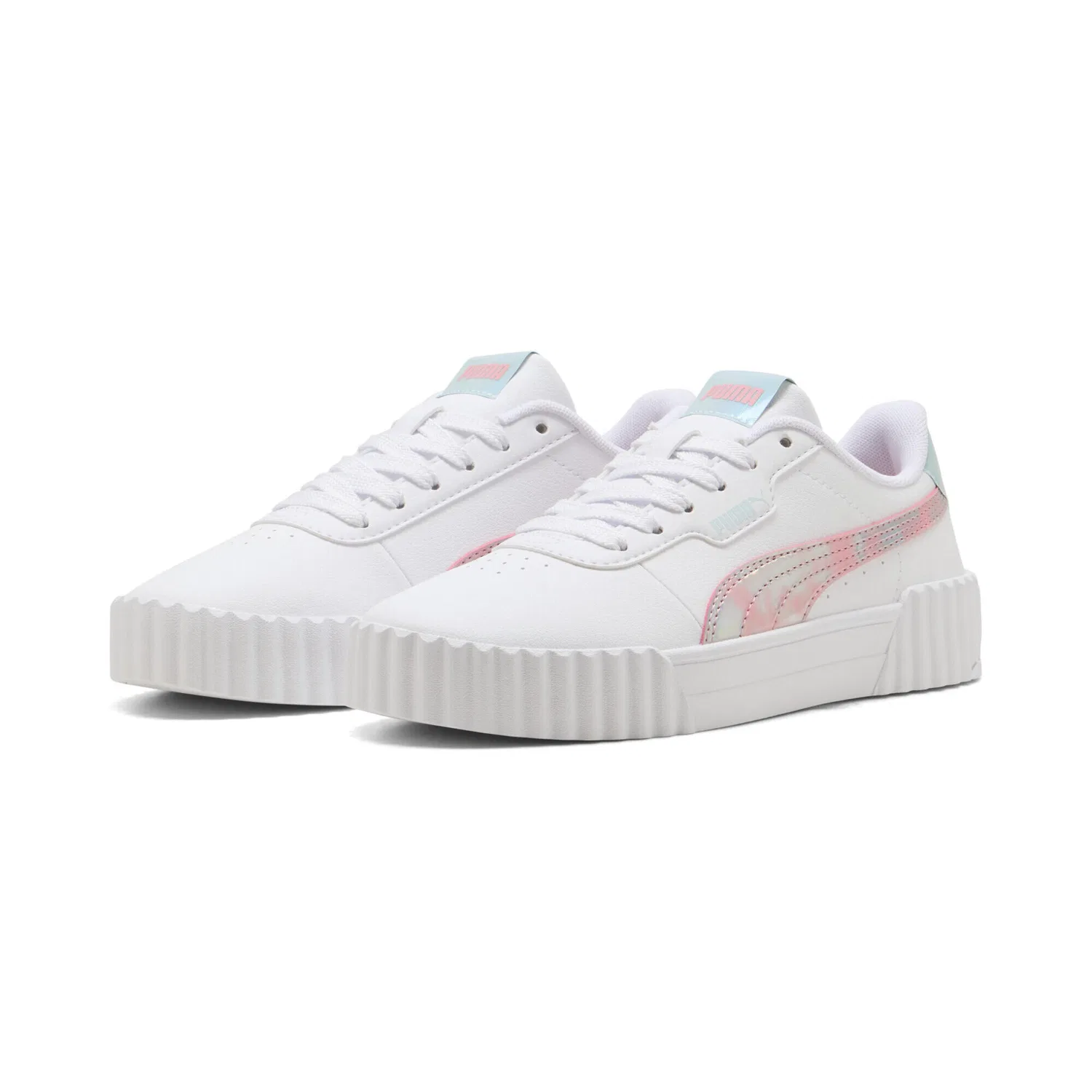 Детские кроссовки для девочек с блестками Carina 3.0 Space Belle Puma, Weiss Rosa