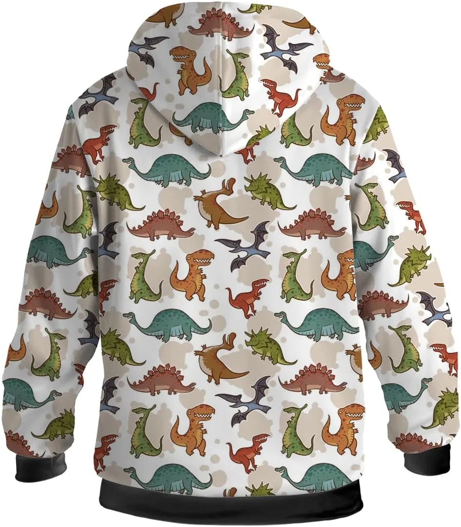 Мужская куртка-худи с принтом, Dinosaur Mens Womens Winter Jacket, Black Fleece Lined Zip-up Hoodie Warm Sweatshirt Coat, 3203 Dinosaurs Brown — фото 4