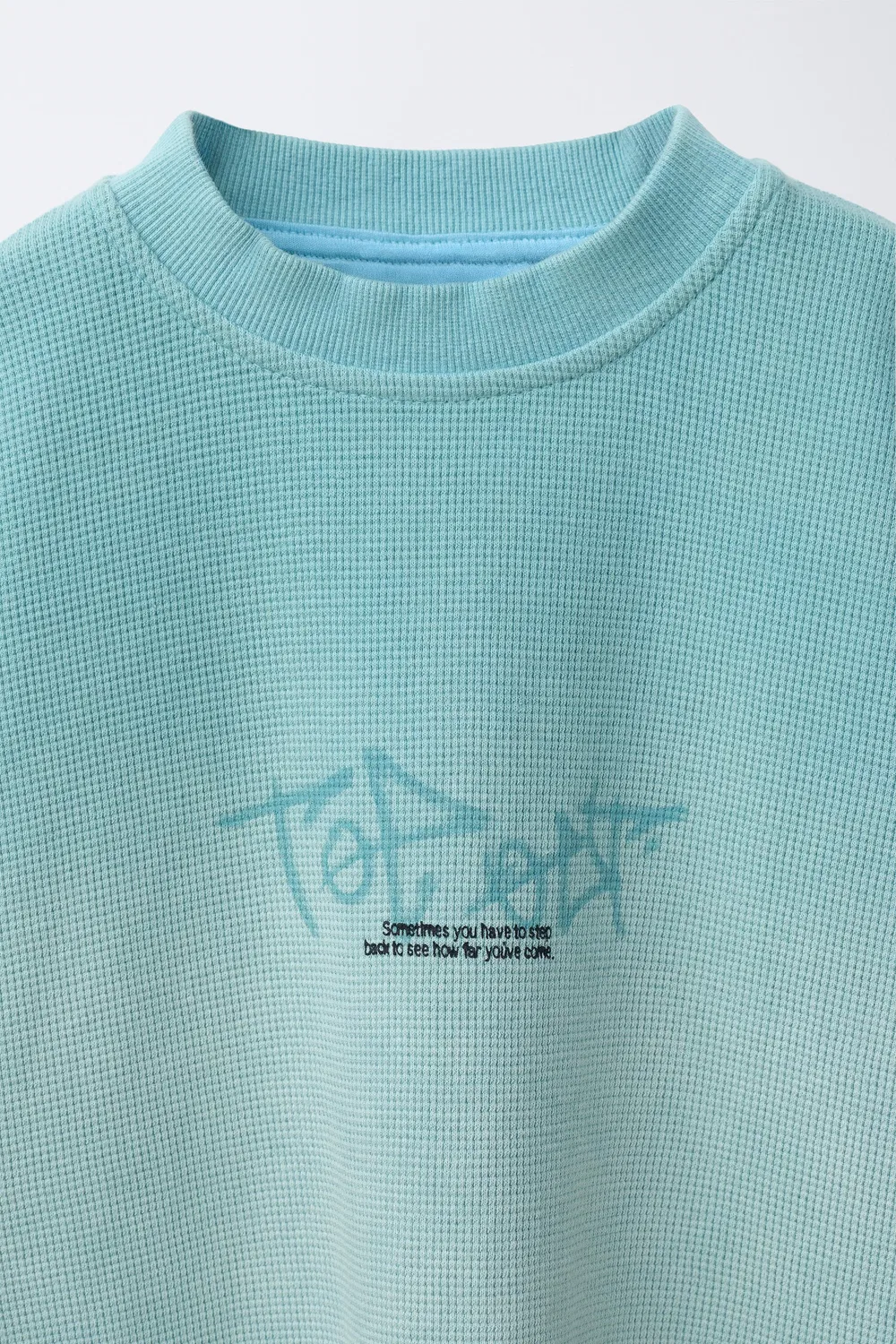 Футболка из вафельной вязки с принтом граффити ZARA, Sky Blue — фото 3