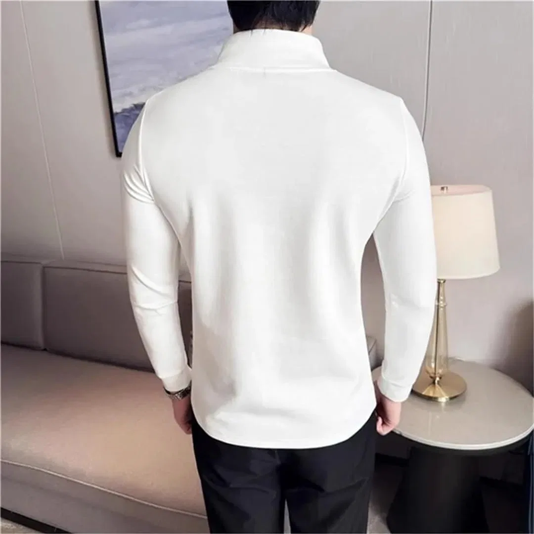 Мужская футболка с молнией облегающая Casual, White — фото 3