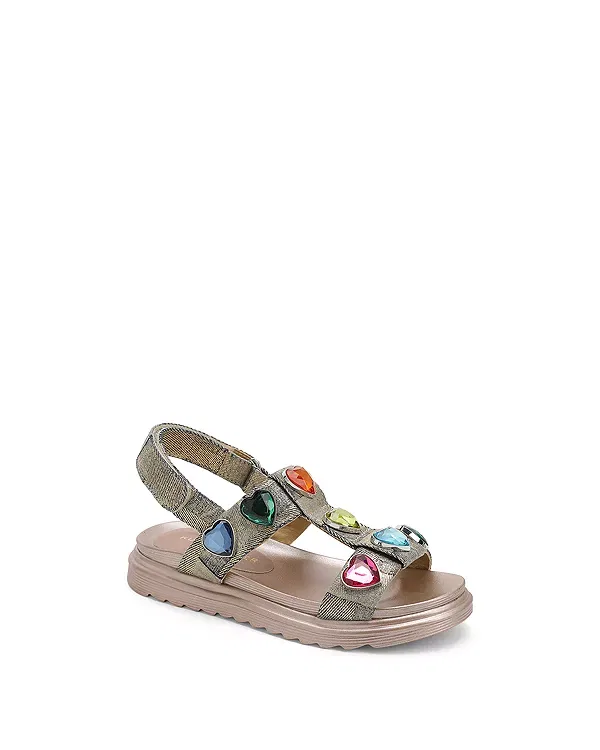 Детские сандалии для девочек с принтом Mini Orson Hearts Kurt Geiger London, золотистый