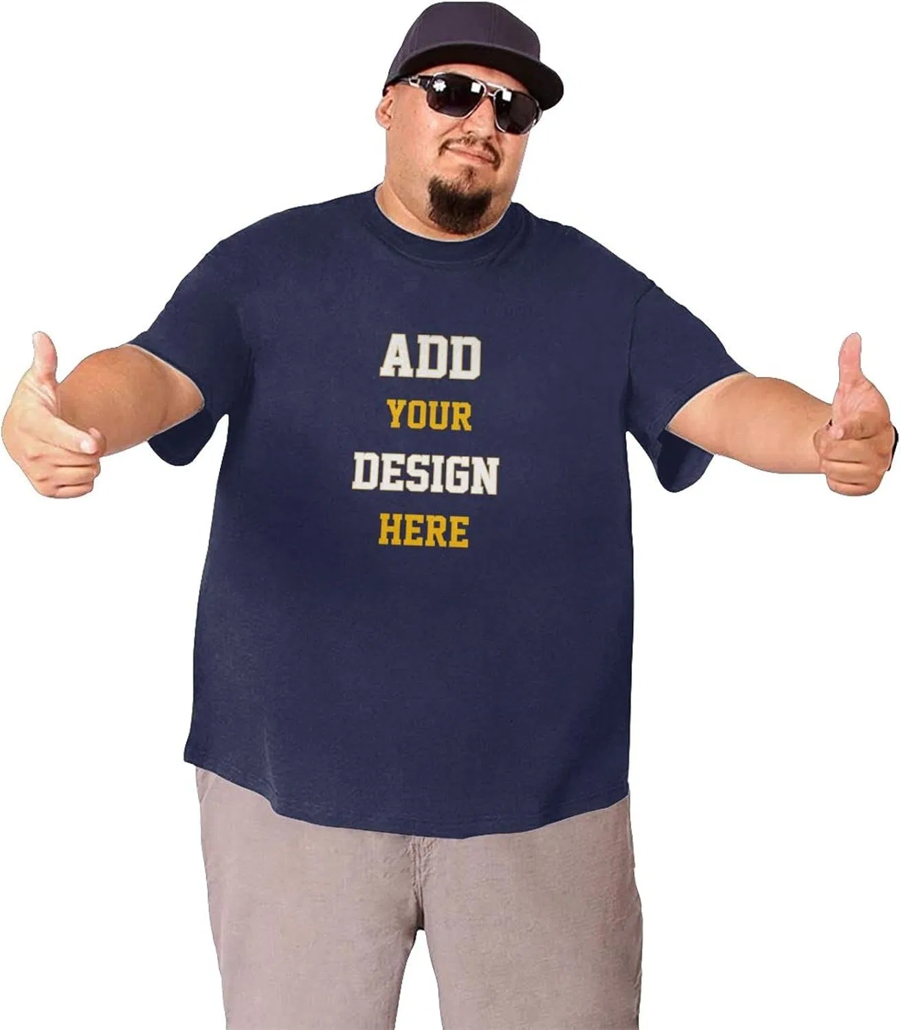 Мужская футболка свободного кроя Custom Picture T-shirts for Big and Tall Men, Navy Blue — фото 3