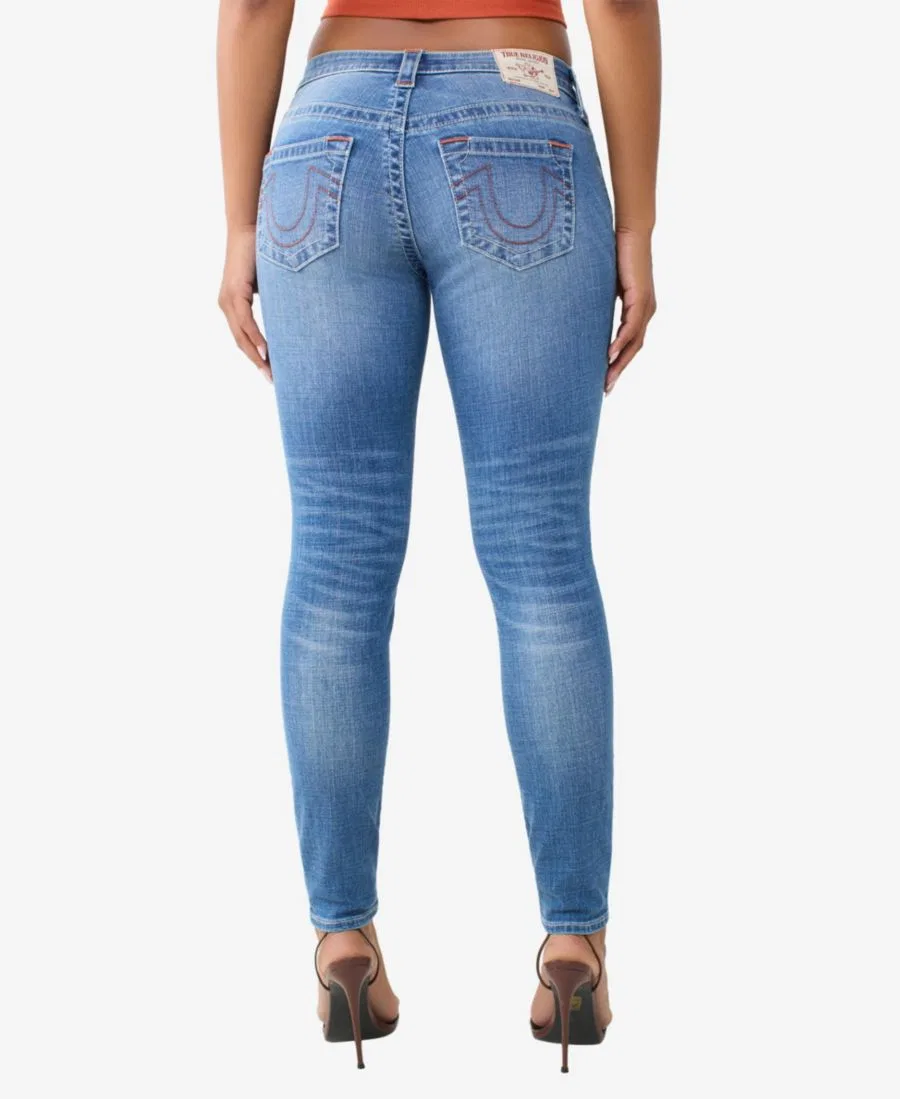 Джинсы скинни с заниженной талией, с фирменными подковами True Religion, Blue — фото 3