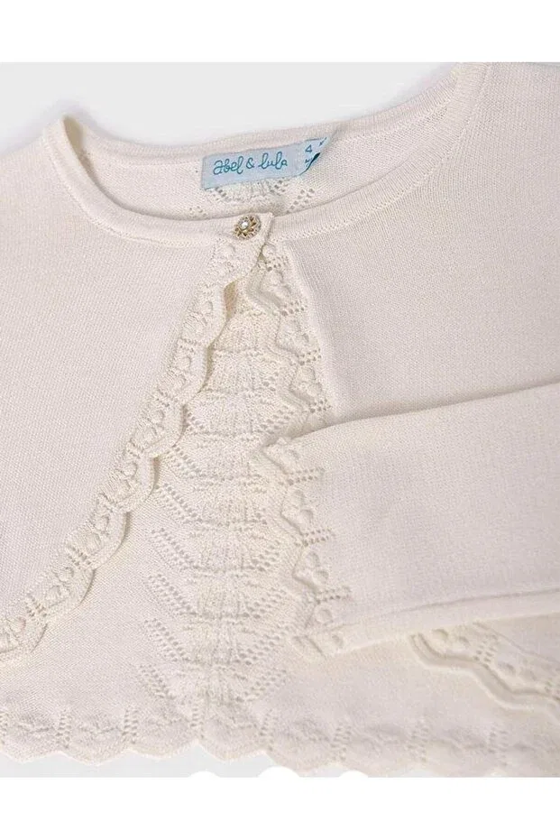 Детский кардиган для девочек с принтом Abel&Lula girl mercerized polera 5366 Generic Brands, Ecru — фото 2