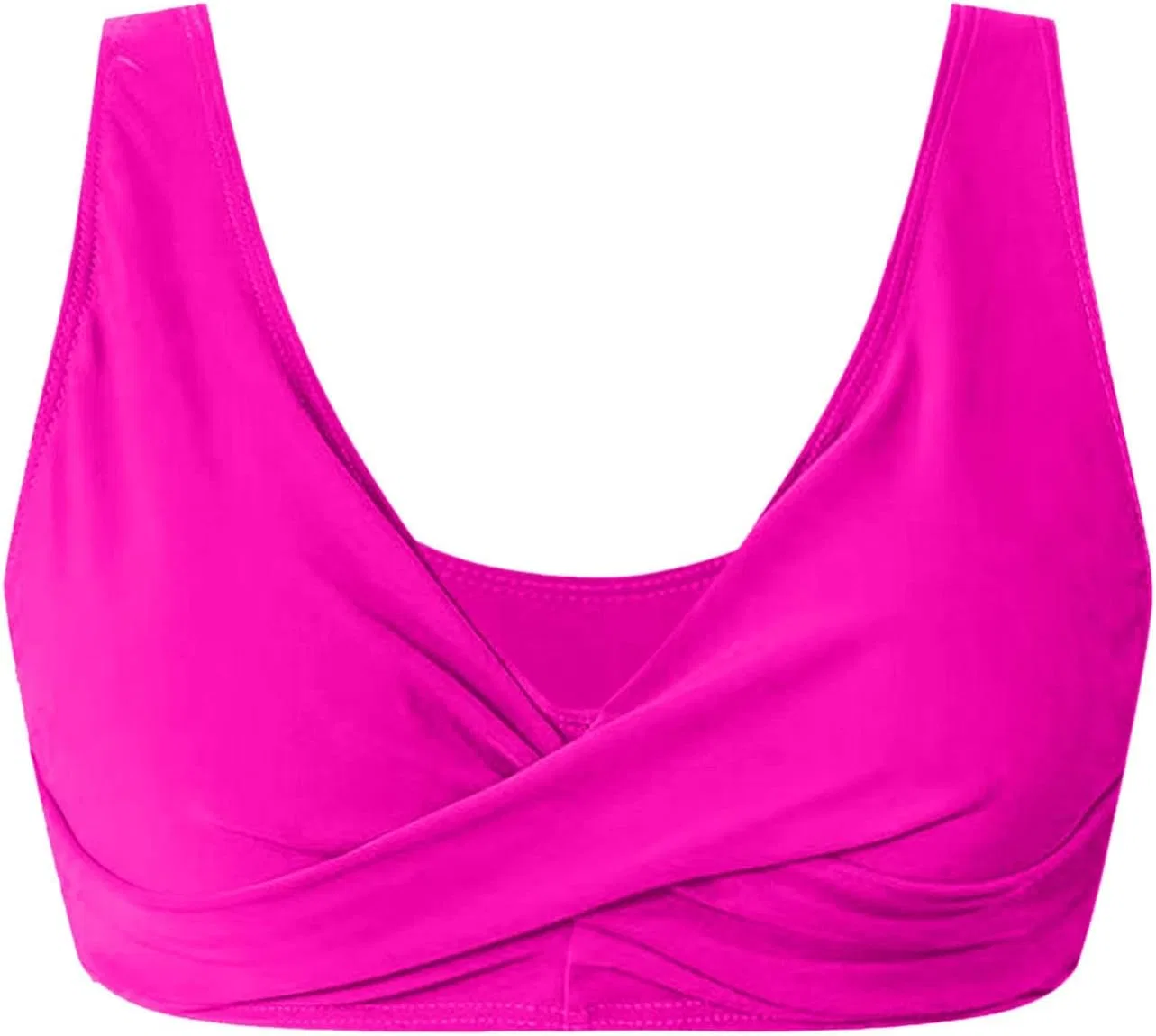 Женский бикини-топ с завязкой спереди V-образным вырезом и расингом, Hot Pink — фото 4