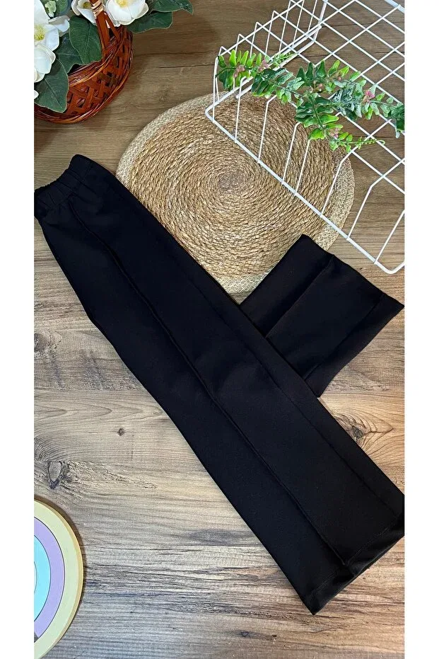Детские брюки для девочек с широкой штаниной Basics Babyelisco, Black — фото 2
