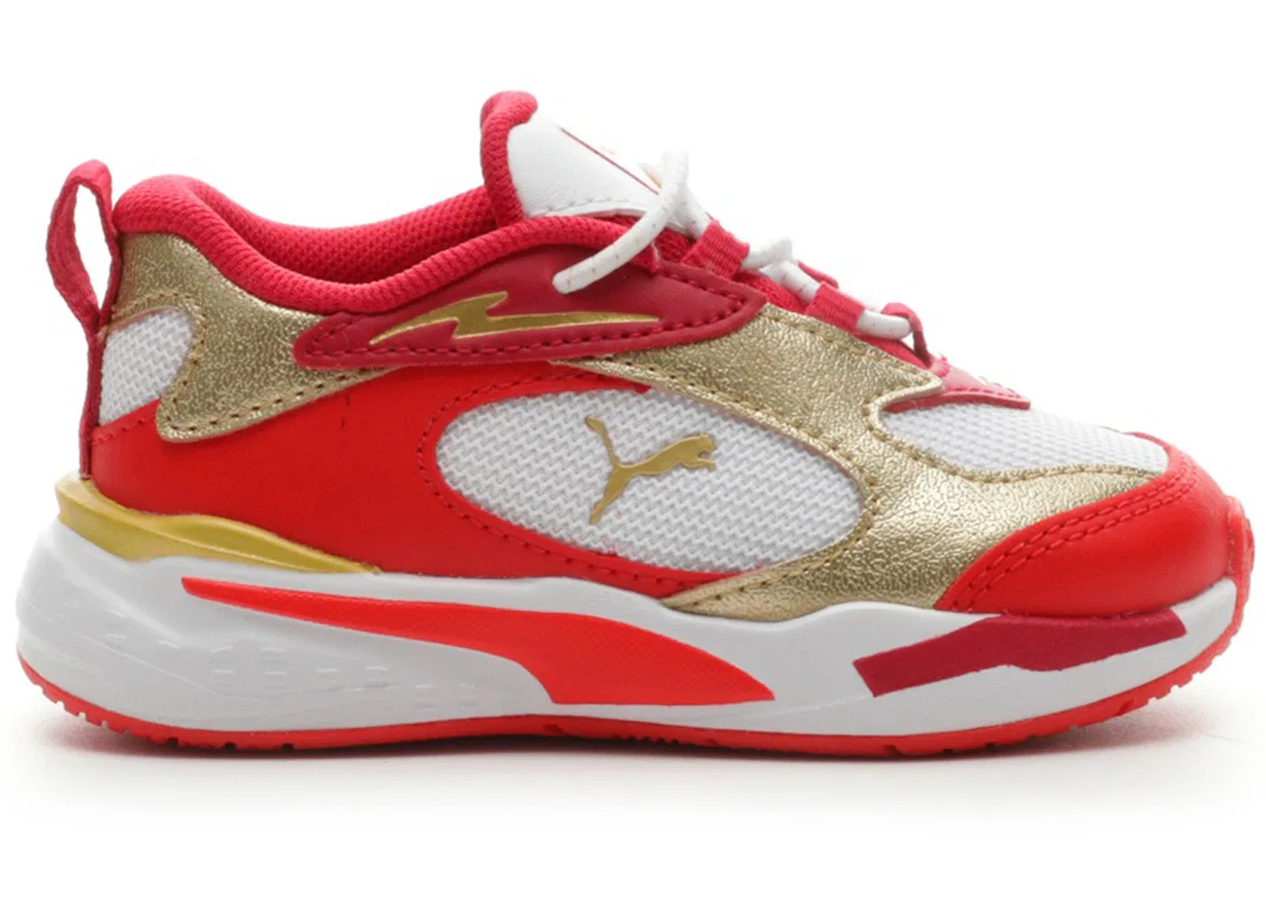 Детские кроссовки с блестящими элементами Puma RS-Fast Glitz Puma, White/High Risk Red/Team Gold