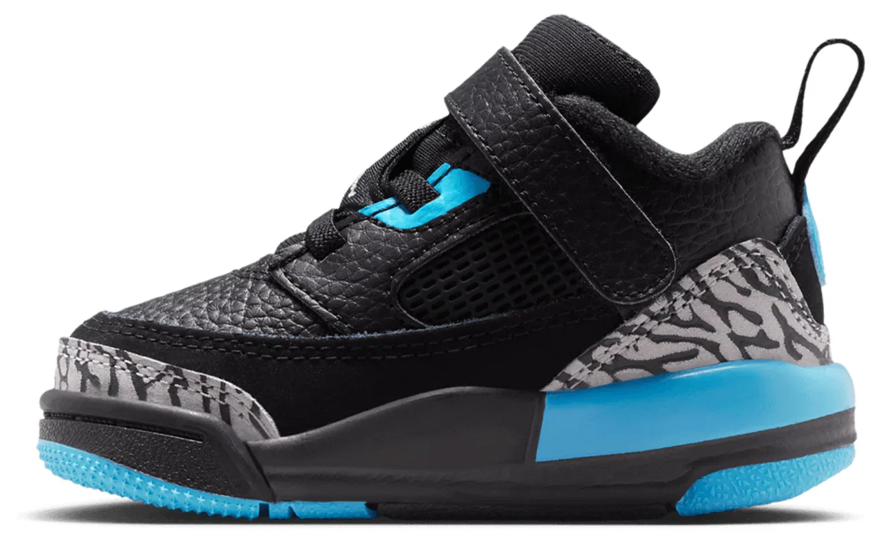 Детские кроссовки для мальчиков с кожаным верхом Spizike Low Jordan, Black Wolf Grey Gamma Blue — фото 2