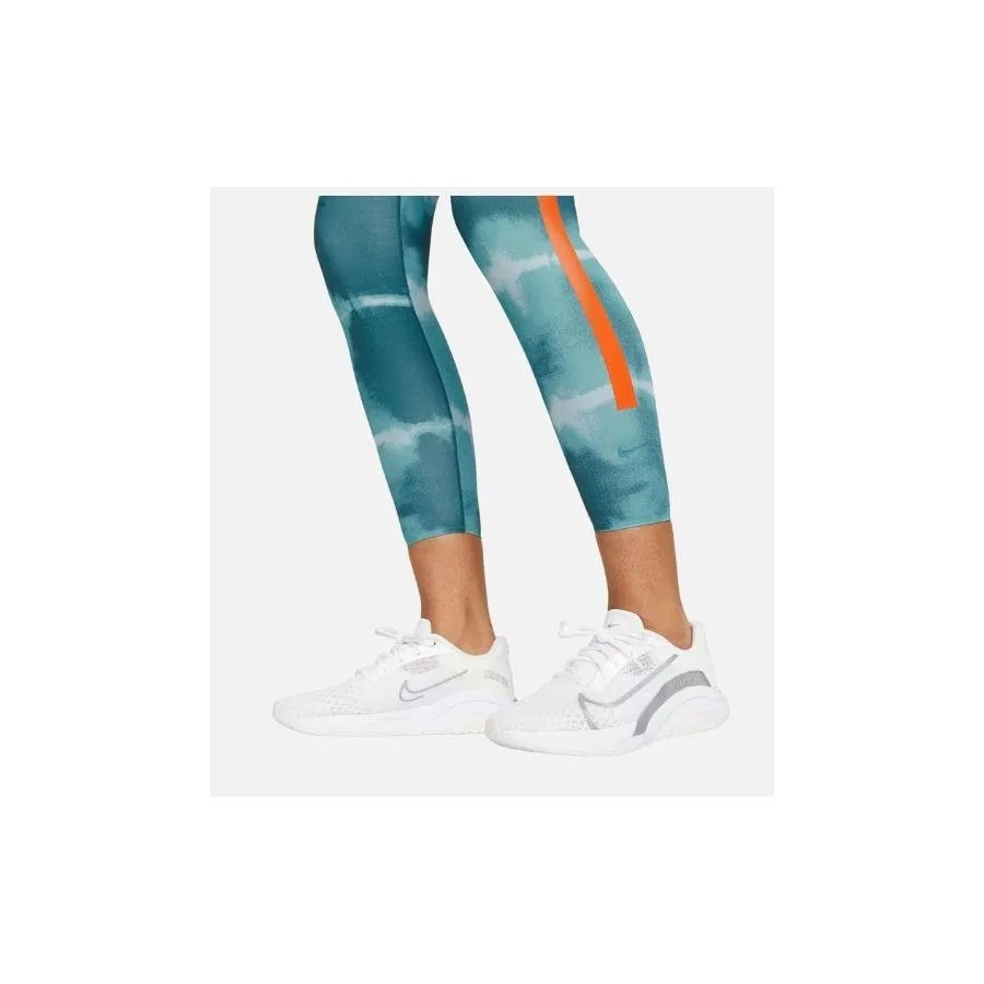 Женские леггинсы для тренировок с принтом One Luxe Mid-Rise Printed Training Nike, Бирюзовый — фото 3