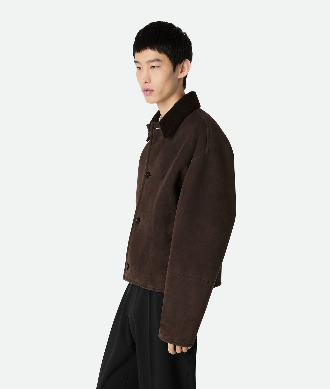 Felted merino shearling jacket BOTTEGA VENETA, фондан — фото 2