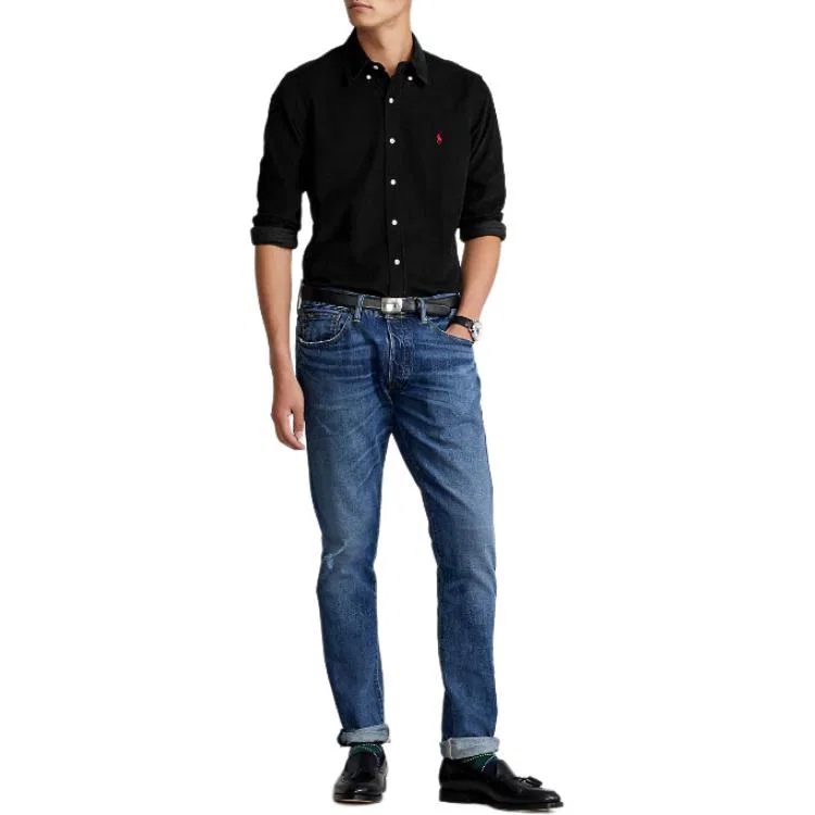 Мужская классическая рубашка Polo Ralph Lauren, Black — фото 3