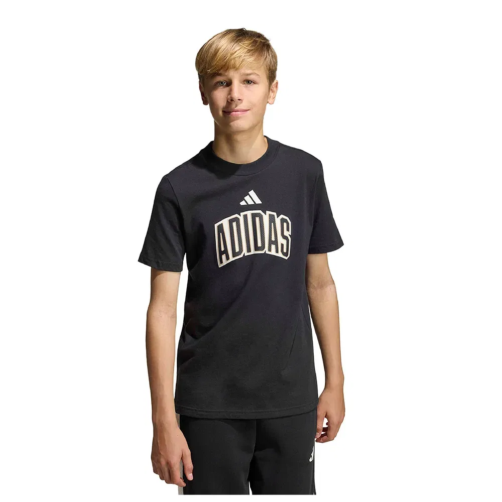 Детская футболка с длинным рукавом Adidas Stadium Lettering, Black
