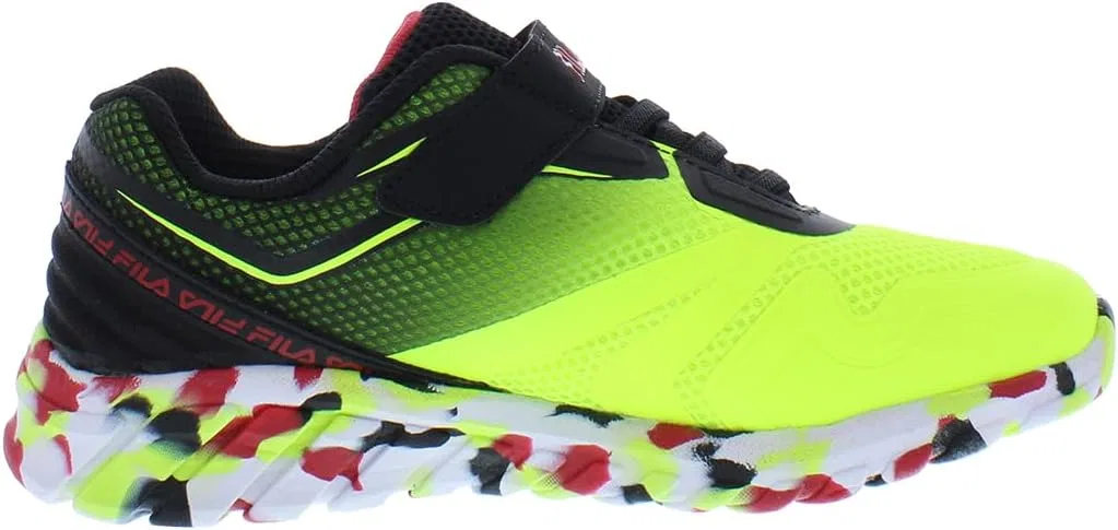 Детские кроссовки для девочек Galaxia 4 Strap Mashup Fila, Neon/Black/Red — фото 3