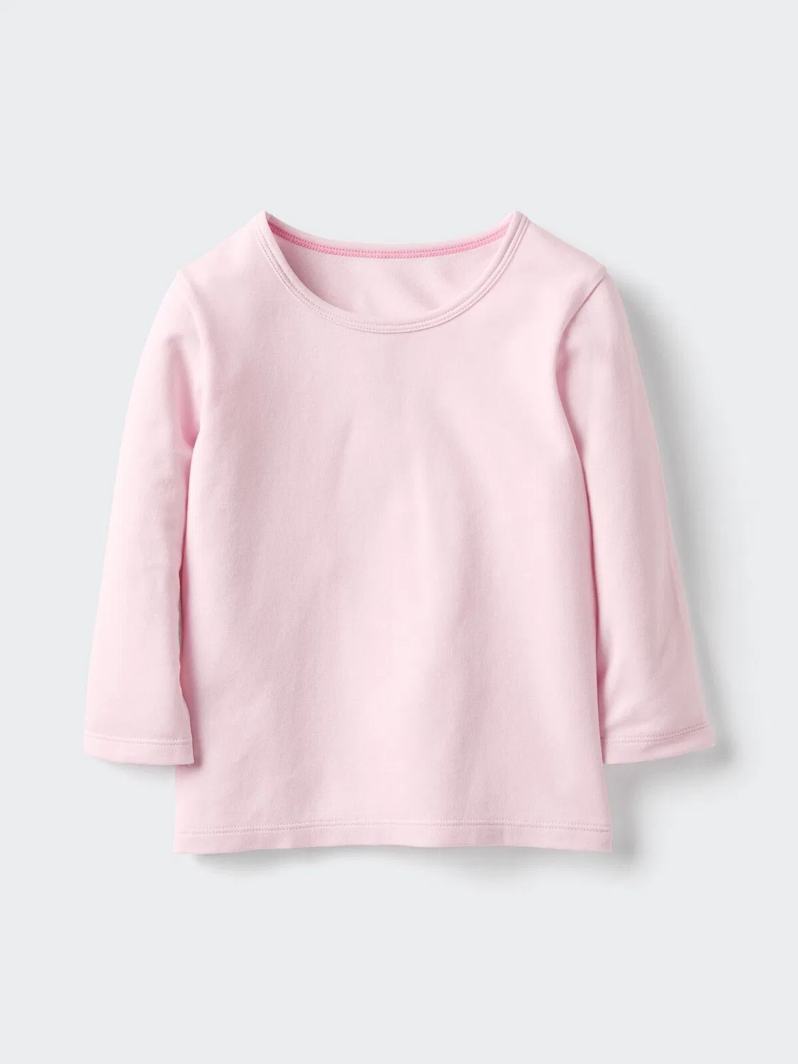 Футболка Uniqlo, хлопковая Heattech, с круглым вырезом, розовый