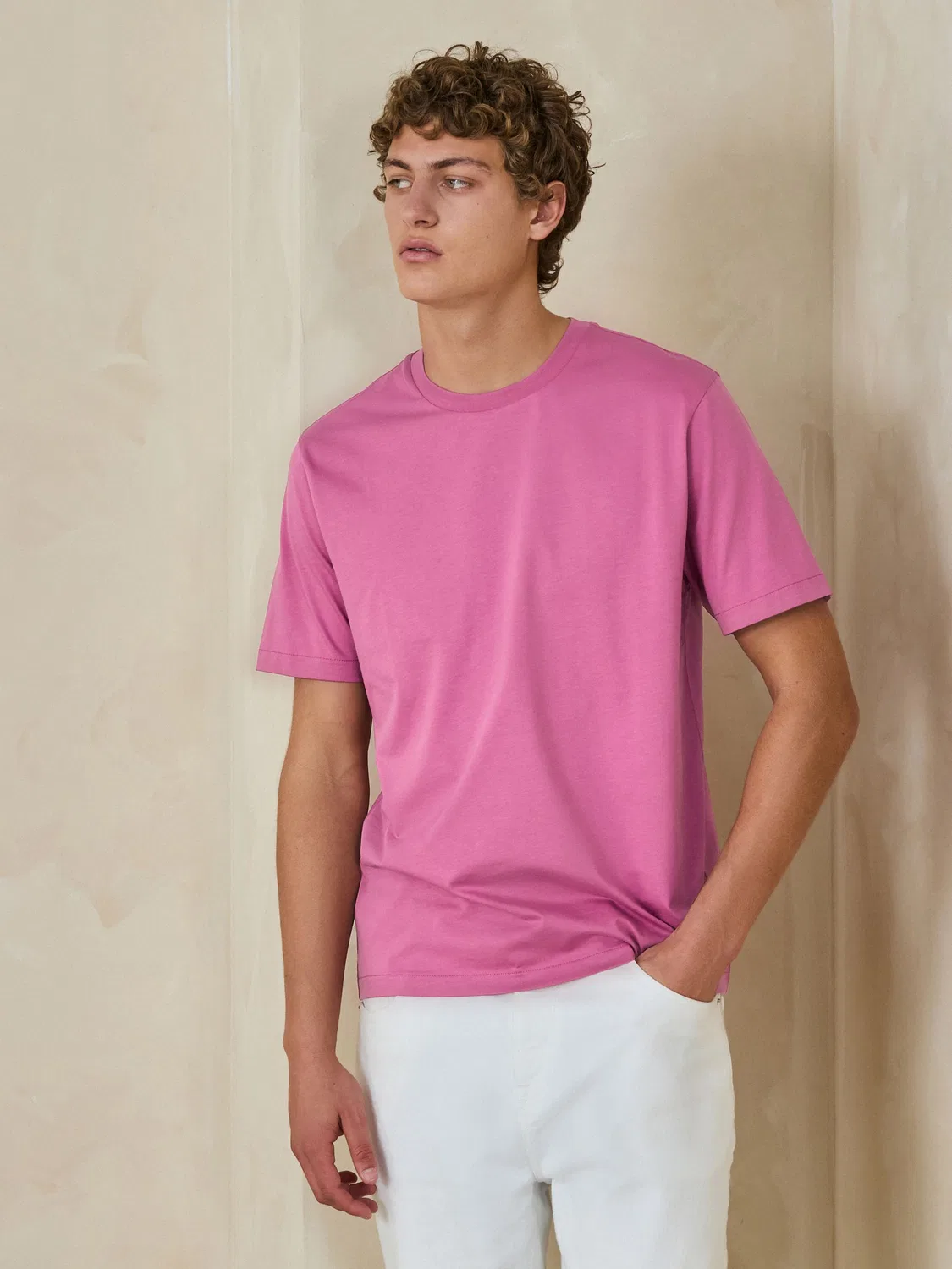 Футболка с круглым вырезом, Regular Fit, Signature SUPIMA Cotton Next, розовый