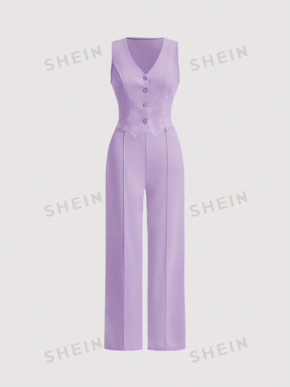 

Комбинезон Shein Mod Date Night с пряжкой спереди, сиреневый