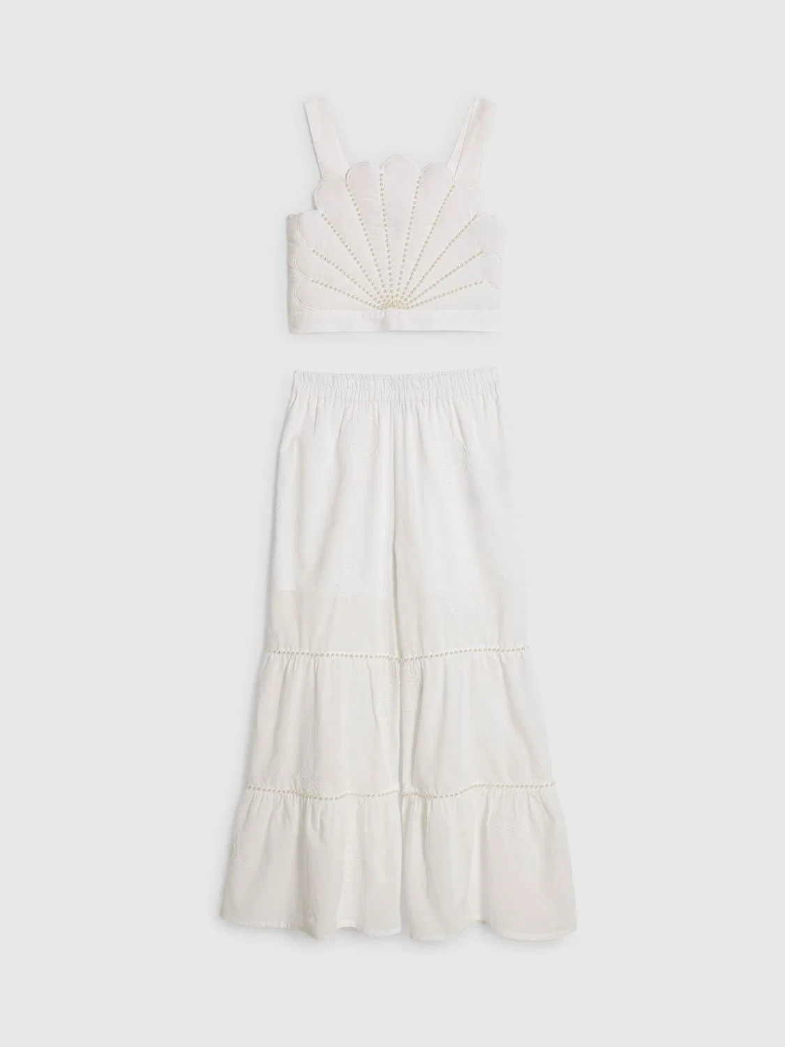 Комплект из топа и брюк с вышивкой и жемчугом River Island, белый
