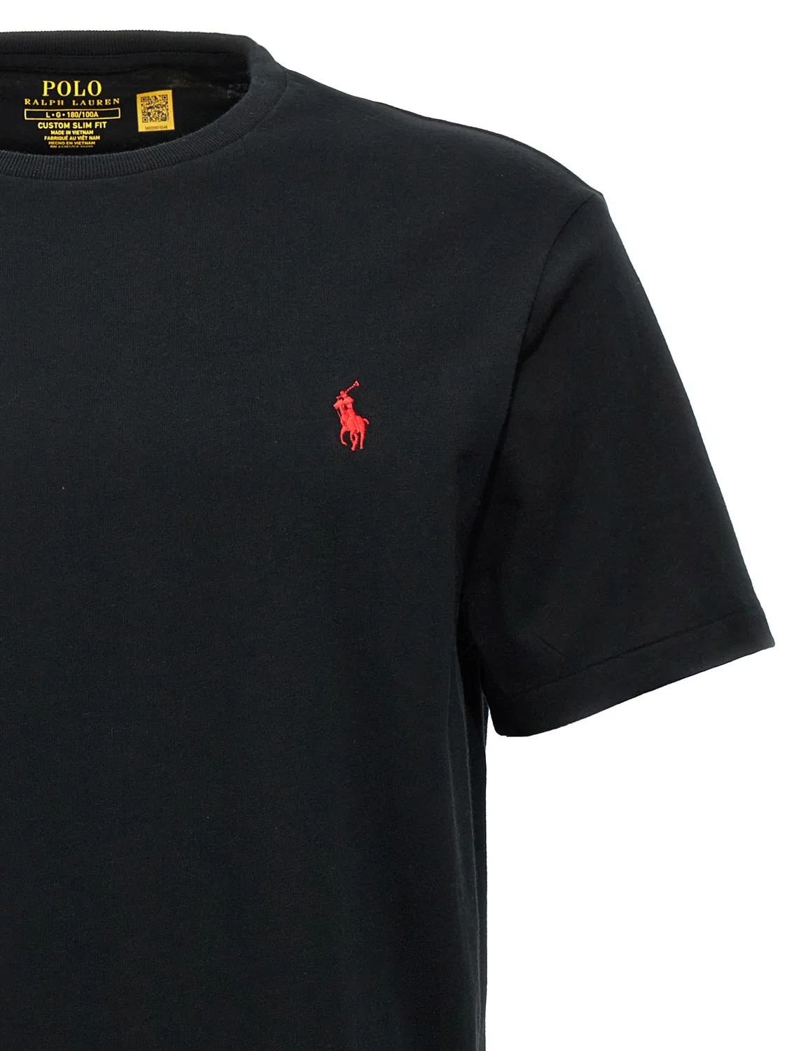 Мужская футболка хлопковая Black Cotton T-Shirt Polo Ralph Lauren, Black — фото 3