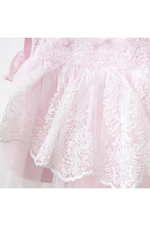 Детский комплект для девочек с кружевом Eda Baby, Pink — фото 3
