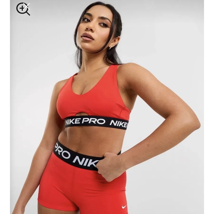 Спортивный бюстгальтер с глубоким вырезом Nike Pro Indy Plunge Bra, Красный