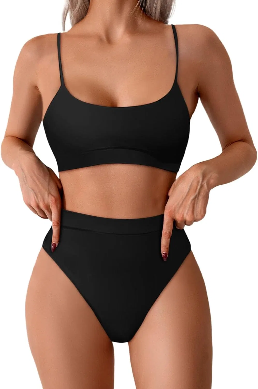 Женский спортивный бикини с контролем живота Color Block, Black
