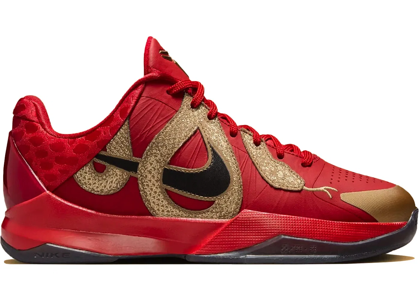 Детские кроссовки для мальчиков с принтом Nike Kobe 5 Nike, University Red/Black/Metallic Gold