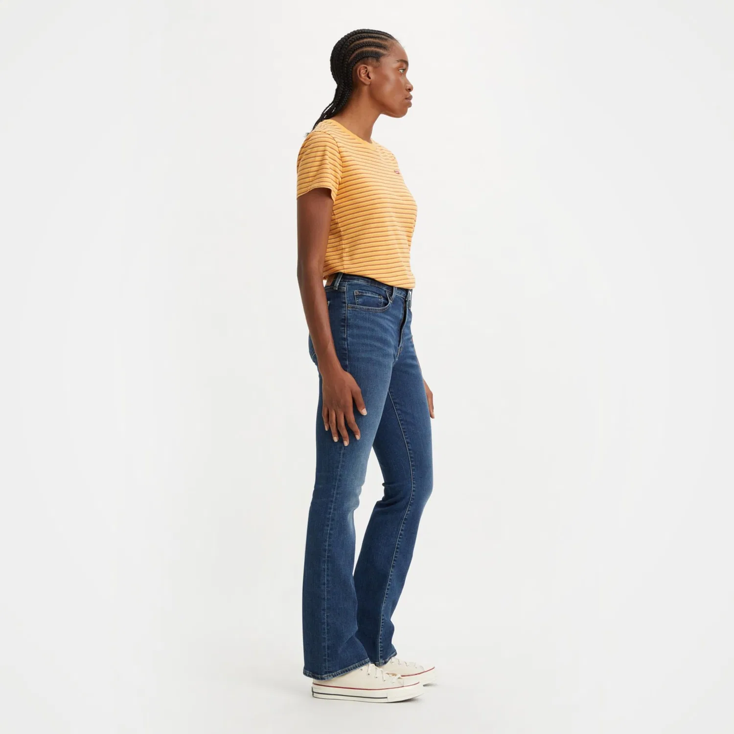 Женские джинсы с высокой посадкой и клешем от колена Levi's, Blue Wave Dark — фото 3