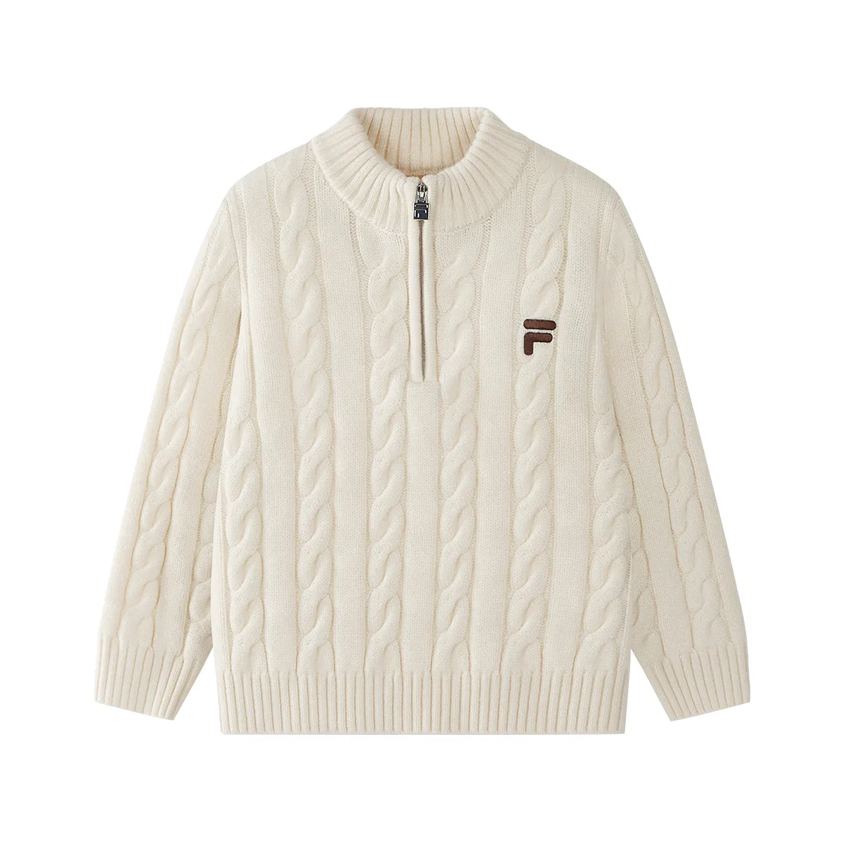 Детский свитер с воротником-стойкой, FILA KIDS, Maltose White